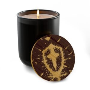 Warrior Shield Candle 14oz Soy Candle | Engraved Wooden Lid, Rustic Home Decor