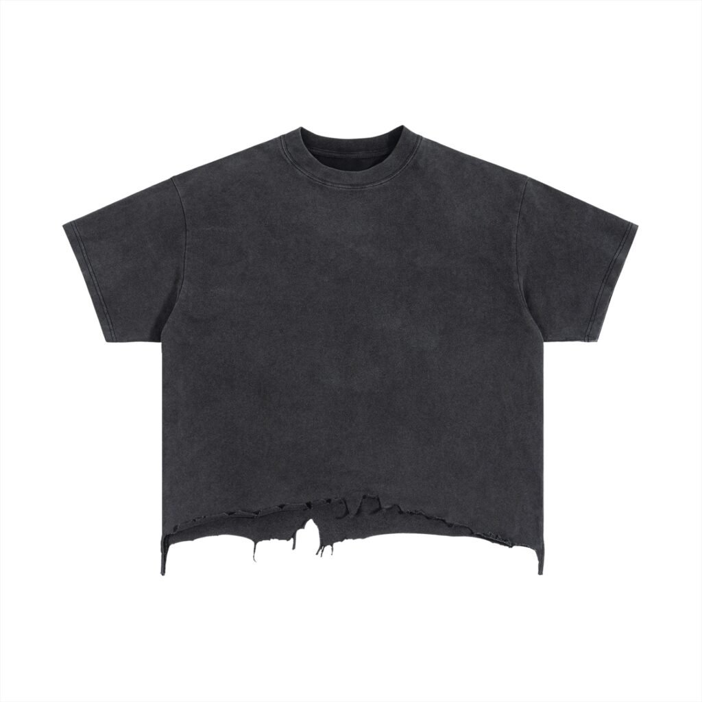 Vintage Wash Boxy Distressed Hem T-Shirt